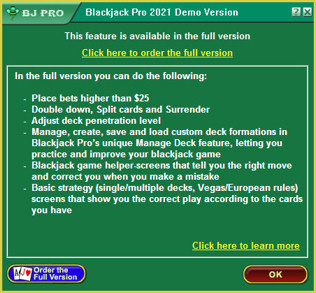 Blackjack Pro 2021 About Screen