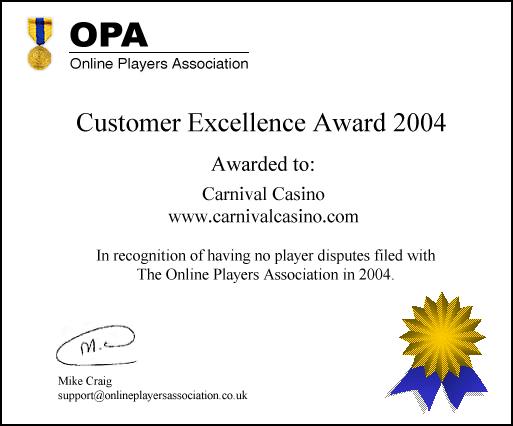 Carnival Casino Payout Report