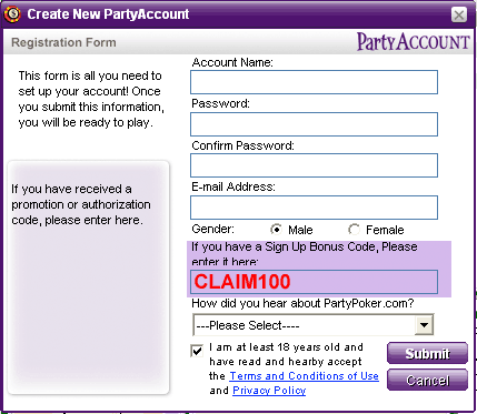 PartyPoker SignUp Code