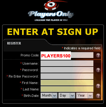 Players Only Promotion code