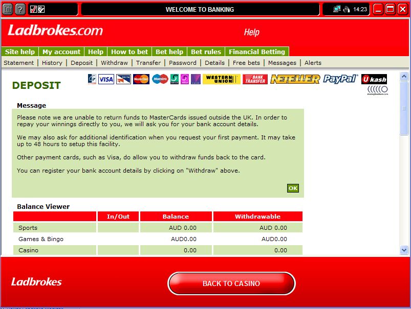 Ladbrokes Casino Deposit