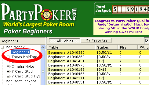 Party Poker Beginners